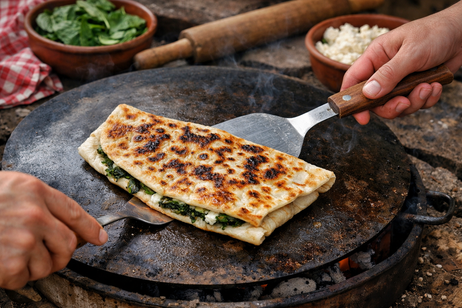 Ispanaklı peynirli gözleme