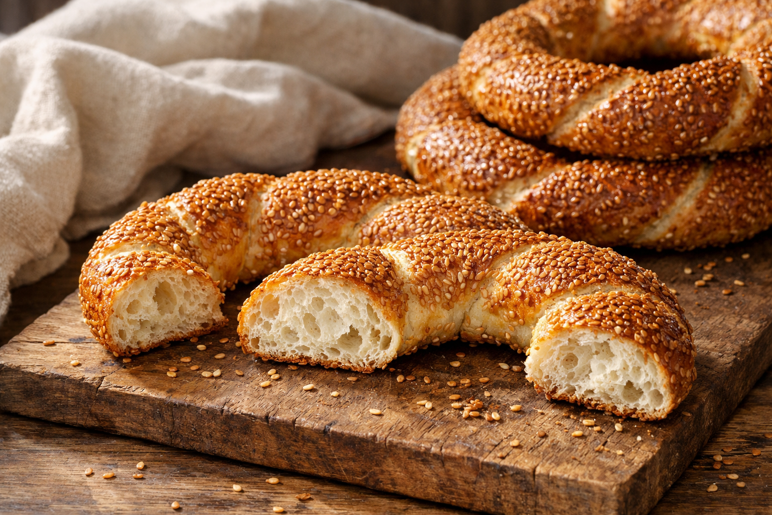 Evde yapılmış çıtır simit